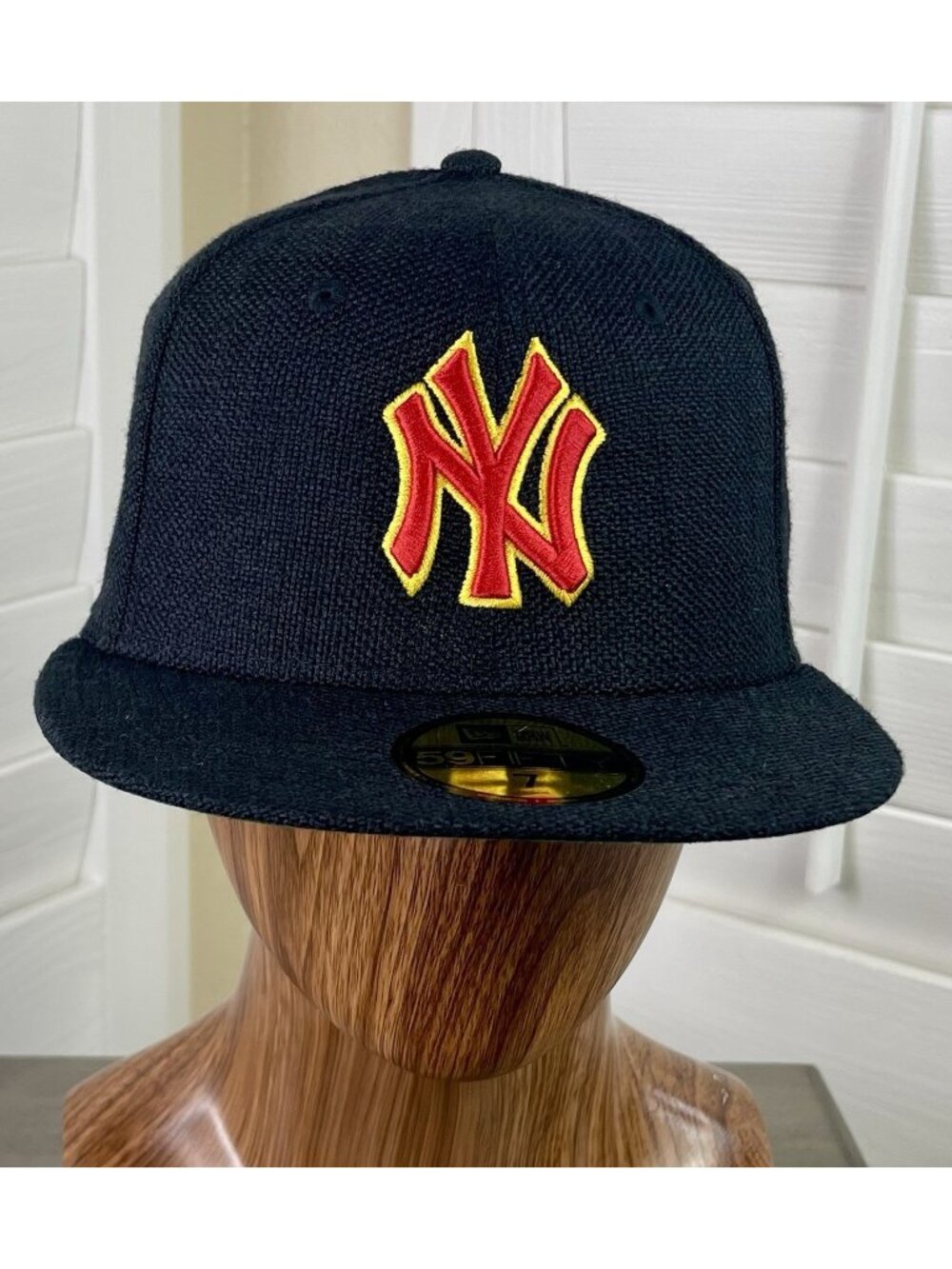 New Era 59Fifty MLB New York Yankees Hemp Black/Red Fitted Hat Size 7 - New
